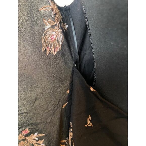 lush black floral wrap dress small black flowers tank top mini - Picture 5 of 8